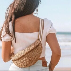 Lu & Elle Across the Waves Raffia Straw Sling Belt Bag